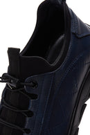 Men's Navy Blue Leather Casual Sneaker | Derimod Men's Navy Blue Leather Casual Sneaker | Derimod