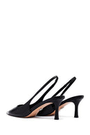 Women's Black Open Back Thin Heeled Leather Shoes | Derimod Women's Black Open Back Thin Heeled Leather Shoes | Derimod