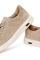 Erkek Bej Bağcıklı Süet Deri Sneaker | Derimod Erkek Bej Bağcıklı Süet Deri Sneaker | Derimod