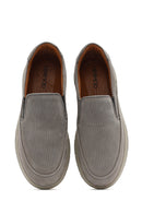 Men's Gray Nubuck Leather Comfort Loafer | Derimod Men's Gray Nubuck Leather Comfort Loafer | Derimod
