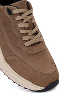 Erkek Vizon Bağcıklı Kalın Tabanlı Nubuk Deri Sneaker | Derimod Erkek Vizon Bağcıklı Kalın Tabanlı Nubuk Deri Sneaker | Derimod