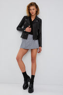 Bella Women's Black Slim-Fit Biker Leather Jacket | Derimod Bella Women's Black Slim-Fit Biker Leather Jacket | Derimod