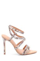 Women's Snake Printed Heeled Sandals | Derimod Women's Snake Printed Heeled Sandals | Derimod