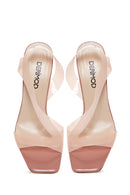 Women's Powder Transparent Heeled Sandals | Derimod Women's Powder Transparent Heeled Sandals | Derimod