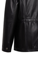 Salah Men's Black Shirt Collar Leather Jacket | Derimod Salah Men's Black Shirt Collar Leather Jacket | Derimod