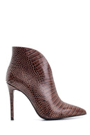 Women's Snakeskin Patterned Leather Bootie | Derimod Women's Snakeskin Patterned Leather Bootie | Derimod