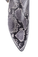 Women's Snake Pattern Heeled Leather Boots | Derimod Women's Snake Pattern Heeled Leather Boots | Derimod
