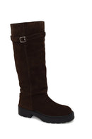 Woman Brown Thick-Soled Suede Boots | Derimod Woman Brown Thick-Soled Suede Boots | Derimod