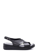 Kadın Siyah Deri Comfort Sandalet | Derimod Kadın Siyah Deri Comfort Sandalet | Derimod