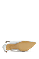 Women's White Leather Heeled Shoes | Derimod Women's White Leather Heeled Shoes | Derimod