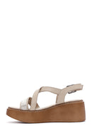 Women's Beige Leather Thick Sole Comfort Sandals | Derimod Women's Beige Leather Thick Sole Comfort Sandals | Derimod