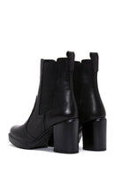 Women's Black Leather Heeled Chelsea Boots | Derimod Women's Black Leather Heeled Chelsea Boots | Derimod