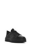 Men's Black Lace-up Thick-Sole Leather Sneaker | Derimod Men's Black Lace-up Thick-Sole Leather Sneaker | Derimod