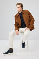 Mark Men's Brown Suede Leather Jacket | Derimod Mark Men's Brown Suede Leather Jacket | Derimod