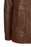 Carmen Woman Brown Fur Collar Leather Coat | Derimod Carmen Woman Brown Fur Collar Leather Coat | Derimod