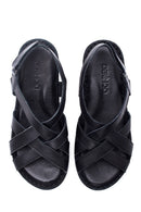Kadın Siyah Deri Comfort Sandalet | Derimod Kadın Siyah Deri Comfort Sandalet | Derimod
