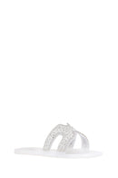 Women's White Stone Jelly Slippers | Derimod Women's White Stone Jelly Slippers | Derimod