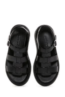 Kadın Siyah Deri Comfort Sandalet | Derimod Kadın Siyah Deri Comfort Sandalet | Derimod