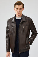 Hugo Men's Mink Leather Jacket | Derimod Hugo Men's Mink Leather Jacket | Derimod