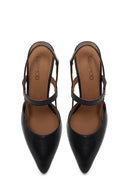 Woman Black Backless Heeled Leather Shoe | Derimod Woman Black Backless Heeled Leather Shoe | Derimod