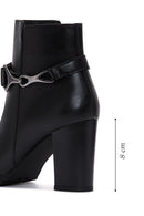 Women's Black Zippered Buckle Heeled Boots | Derimod Women's Black Zippered Buckle Heeled Boots | Derimod