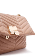 Women's Beige Long Strap Quilted Patterned Shoulder Bag | Derimod Women's Beige Long Strap Quilted Patterned Shoulder Bag | Derimod