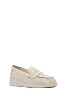 Women's Cream Wedge Heel Leather Comfort Loafer | Derimod Women's Cream Wedge Heel Leather Comfort Loafer | Derimod