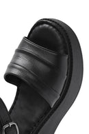 Women's Black Thick Soled Leather Comfort Sandals | Derimod Women's Black Thick Soled Leather Comfort Sandals | Derimod