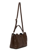 Woman Brown Long-Strap Printed Shoulder Bag | Derimod Woman Brown Long-Strap Printed Shoulder Bag | Derimod
