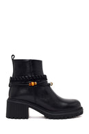 Woman Black Zip Closure Chunky-heeled Leather Boots | Derimod Woman Black Zip Closure Chunky-heeled Leather Boots | Derimod