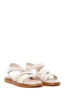 Women's Beige Leather Comfort Sandals | Derimod Women's Beige Leather Comfort Sandals | Derimod