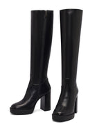 Woman Black Zippered High Heels Leather Boot | Derimod Woman Black Zippered High Heels Leather Boot | Derimod