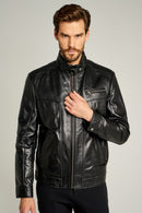 New Hugo Men's Leather Jacket | Derimod New Hugo Men's Leather Jacket | Derimod