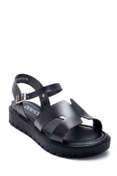 Women's Black Leather Flat Sandals | Derimod Women's Black Leather Flat Sandals | Derimod