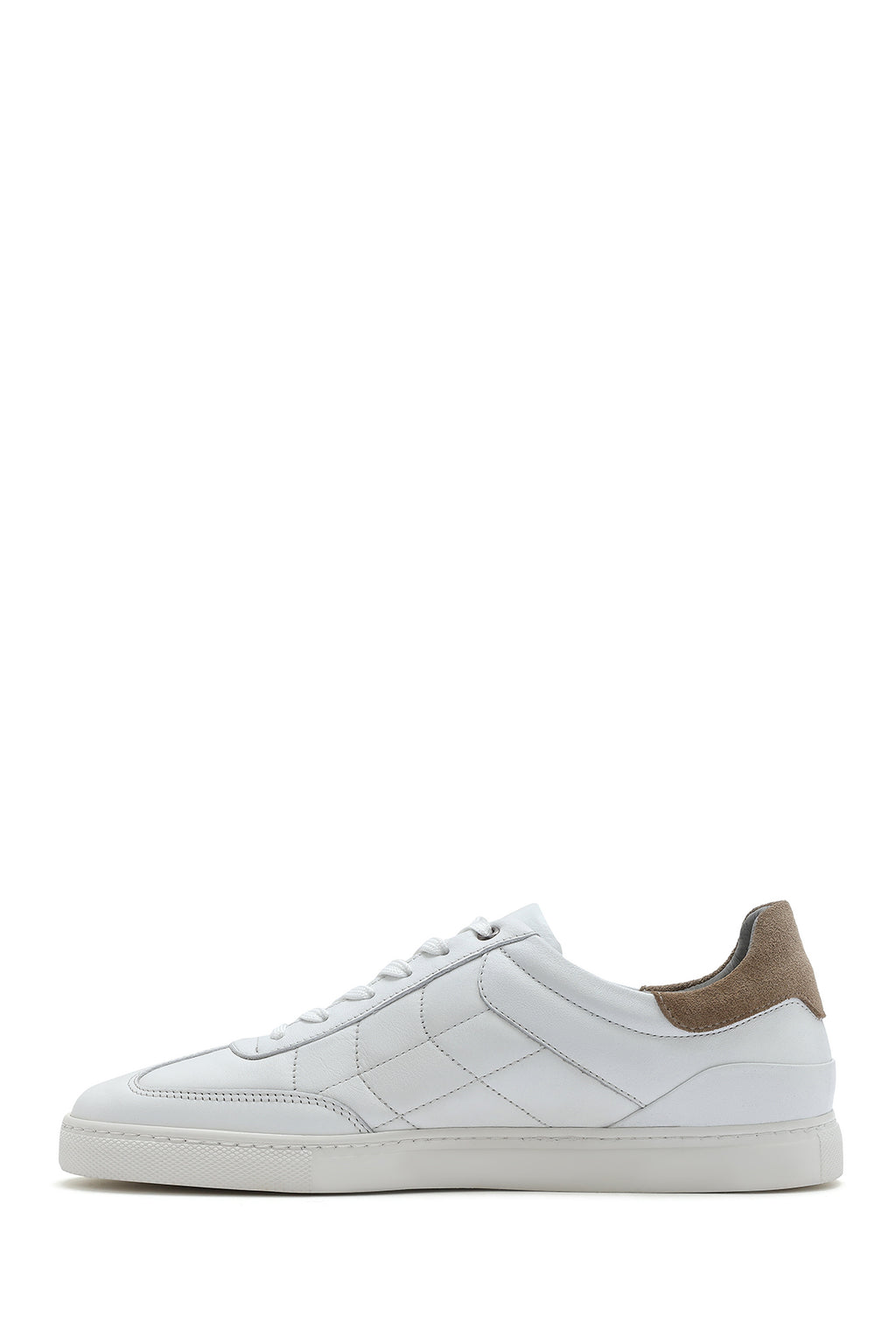 Erkek Beyaz Bağcıklı Deri Sneaker