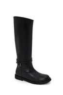 Woman Black Buckle-Detail Leather Boots | Derimod Woman Black Buckle-Detail Leather Boots | Derimod