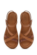 Women's Tan Leather Ankle Buckle Sandals | Derimod Women's Tan Leather Ankle Buckle Sandals | Derimod