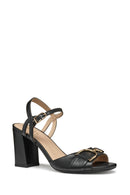 Geox Women Black D New Eraklia 80 Ankle Buckle Thick Heel Leather Sandal | Derimod Geox Women Black D New Eraklia 80 Ankle Buckle Thick Heel Leather Sandal | Derimod