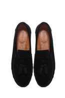 Men's Black Tasseled Suede Leather Casual Loafer | Derimod Men's Black Tasseled Suede Leather Casual Loafer | Derimod