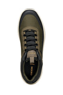 Geox Men Khaki U Spherica 4X4 B Abx A - Text+ Lace-Up Thick-Soled Fabric Sneaker | Derimod Geox Men Khaki U Spherica 4X4 B Abx A - Text+ Lace-Up Thick-Soled Fabric Sneaker | Derimod