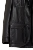Kane Men's Black Buttoned Blazer Leather Jacket | Derimod Kane Men's Black Buttoned Blazer Leather Jacket | Derimod
