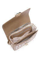 Women's Beige Long Strap Fabric Monogram Patterned Crossbody Bag | Derimod Women's Beige Long Strap Fabric Monogram Patterned Crossbody Bag | Derimod