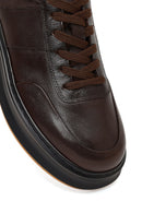 Men's Brown Lace-Up Thick-Soled Leather Sneaker | Derimod Men's Brown Lace-Up Thick-Soled Leather Sneaker | Derimod
