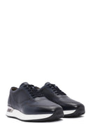 Men's Navy Blue Lace-up Thick-Sole Leather Sneaker | Derimod Men's Navy Blue Lace-up Thick-Sole Leather Sneaker | Derimod