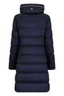 Geox Women's Navy Blue Charlene Slim Fit Hooded Long Coat | Derimod Geox Women's Navy Blue Charlene Slim Fit Hooded Long Coat | Derimod