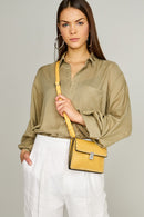Yellow Women's Crossbody Bag with Staple Detail | Derimod Yellow Women's Crossbody Bag with Staple Detail | Derimod