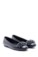 Women's Leather Beaded Ballerinas | Derimod Women's Leather Beaded Ballerinas | Derimod
