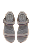 Women's Grey Strapped Thick-Soled Fabric Comfort Sandals | Derimod Women's Grey Strapped Thick-Soled Fabric Comfort Sandals | Derimod