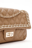 Women's Beige Long Strap Quilted Patterned Shoulder Bag | Derimod Women's Beige Long Strap Quilted Patterned Shoulder Bag | Derimod