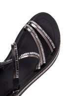 Women's Black Stone Thick Soled Flat Sandals | Derimod Women's Black Stone Thick Soled Flat Sandals | Derimod